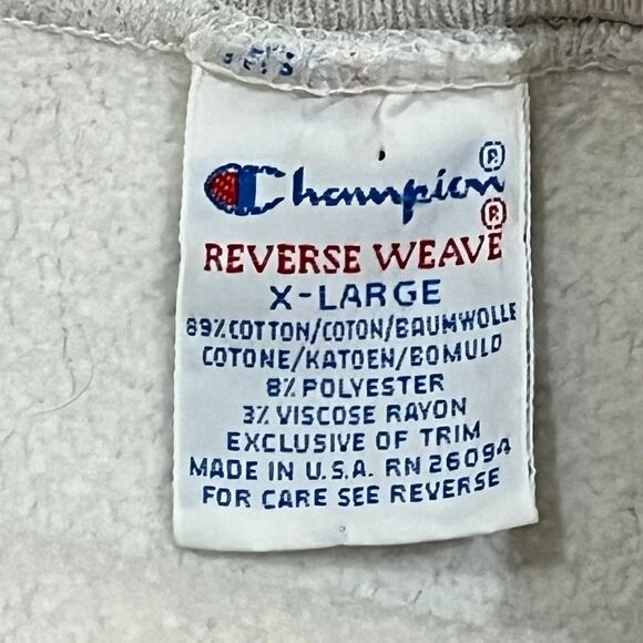 Vintage 90s Champion Reverse Weave Blank Gray Sweatshirt Made in USA Men's XL - Picture 4 of 8